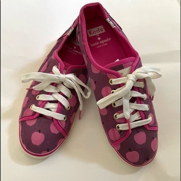 Kate Spade x Keds Sneakers Apples Print Pink Purple - Picture 3 of 13